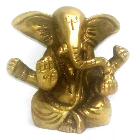 Metal brass ganeshji,Ganesha statue Decor,Ganesha Chaturthi Decorative Showpiece - 4.5 cm