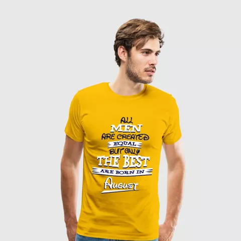 DOUBLE F ROUND NECK MANGO YELLOW COLOR LEGEND BORN IN AUGUST PRINTED T-SHIRTS