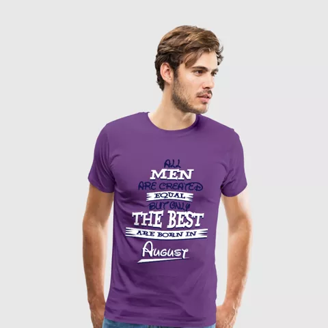 DOUBLE F ROUND NECK PURPLE COLOR LEGEND BORN IN AUGUST PRINTED T-SHIRTS