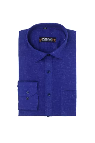 Punekar Cotton Khadi Dark Blue Shirt Slim Fit
