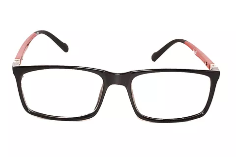 1163-4 Black-Red Rectangle Full Frame Small Size 48 Men & Women EyeGlasses