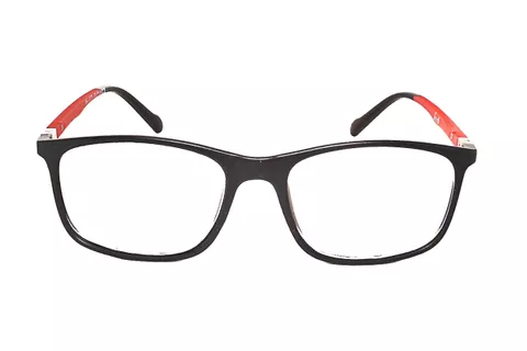1177-1 Black-Red Retro Square Full Frame Medium Size 50 Men & Women EyeGlasses