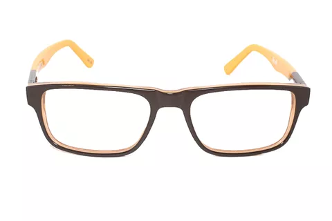 Brown-Yellow Rectangle Full Frame Small Size 48 Men & Women EyeGlasses