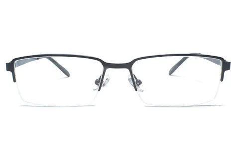 Black Rectangle Half Frame Large Size 55 Men & Women EyeGlasses