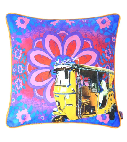 Yellow Taxi Glaze Cotton Cushion Cover 16x16 Inches