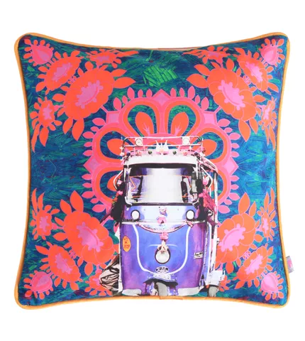 Purple Taxi Glaze Cotton Cushion Cover 16x16 Inches