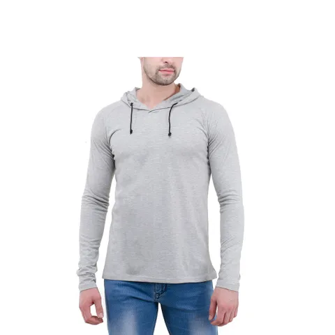 Lime Cotton Printed Full Sleeve Hooded SweatShirt For Men
