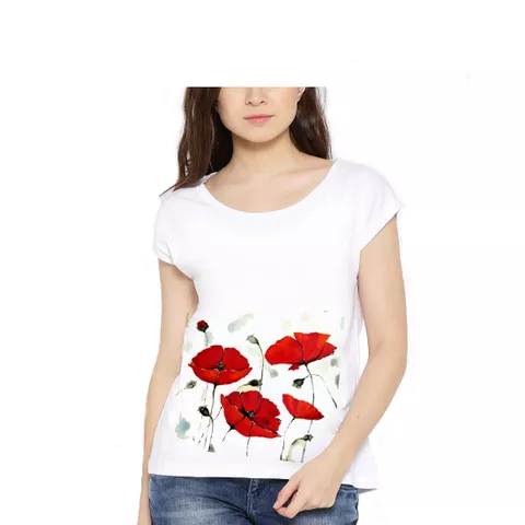 lime printed round neck t shirts for women