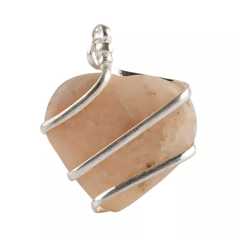 Satyamani Natural Energised Peach Moonstone Wrapped Pendant For Compassion
