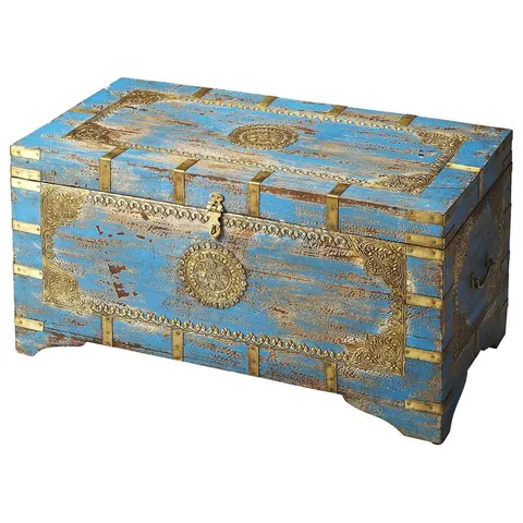 Evelyn Sea Animal Carwing Panel Trunk In Blue Finish