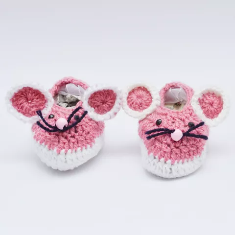 Love Crochet Art rabit crochet baby booties - Pink for 0-6 months
