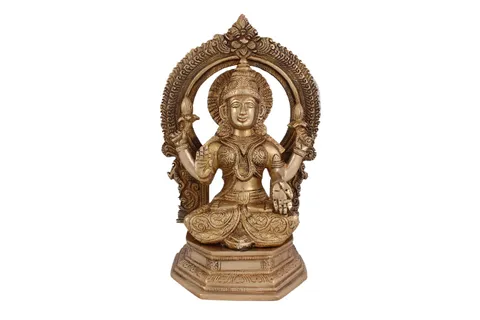 Hindu Goddess Lakshmi Idol Laxmi statue Maa Lakshmi Sculpture Hand Work Showpiece � 24.5 cm (Brass, Gold)