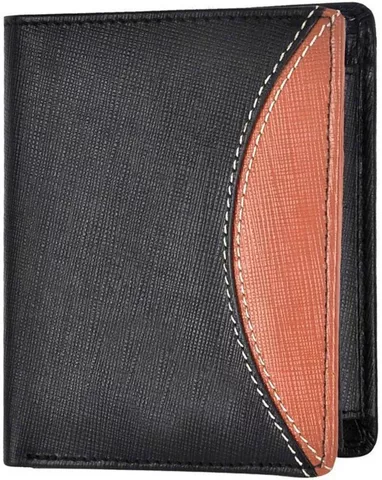 Tamanna Men Black, Tan Genuine Leather Wallet  (9 Card Slots)