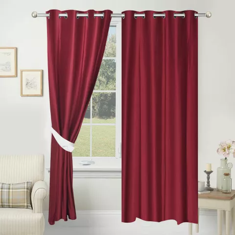 Azaani Solid Red Door Curtain - Pack of 2