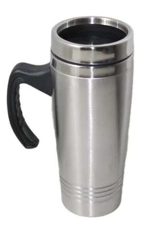 BRANDYOURBRAND AE Stainless Steel Travel Mug with Spill Proof and Sipper Lid (Silver, 400ml)