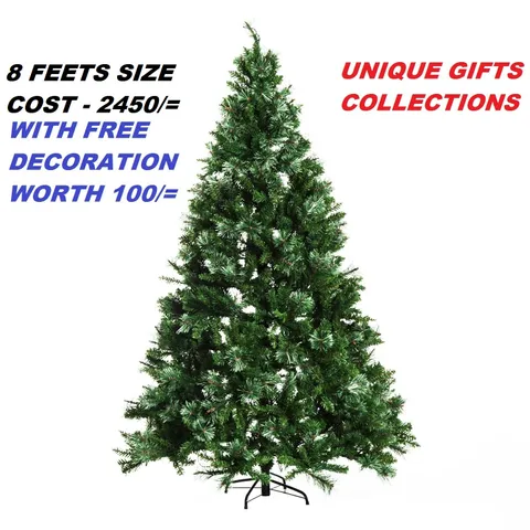 UNIQUE - 8 FOOT BIG SIZE XMAS TREE - METAL STAND - 8 FEET HEIGHT ARTIFICIAL CHRISTMAS TREE