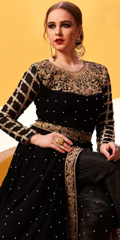 Marvelous Black Georgette Designer Anarkali Suit.