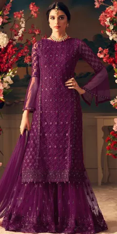Fancy Purple Georgette Salwar Suit.