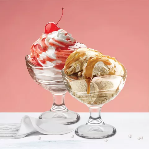 Milton Tero Wave Cool Ice Cream Glass Bowl Set, 158ml, Set of 2, Transparent