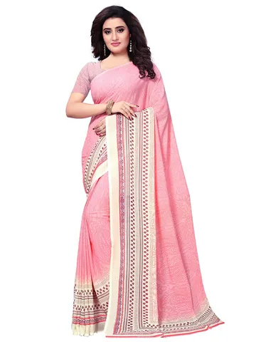 Women's Pink Color Georgette Printed Saree-759S3
