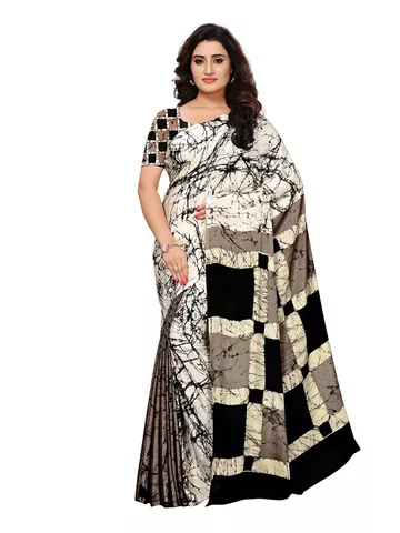 Women's Crepe Floral Printed Saree with Blouse
