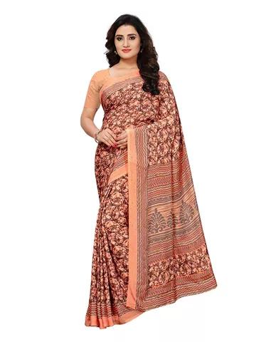 Women's Crepe Printed Saree with Unstitched�