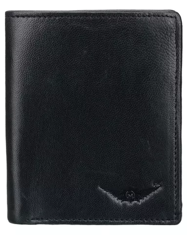 Black Pebble 100%Genuine Leathers Black Bi-Fold Wallet (MW020) by Maskino Leathers