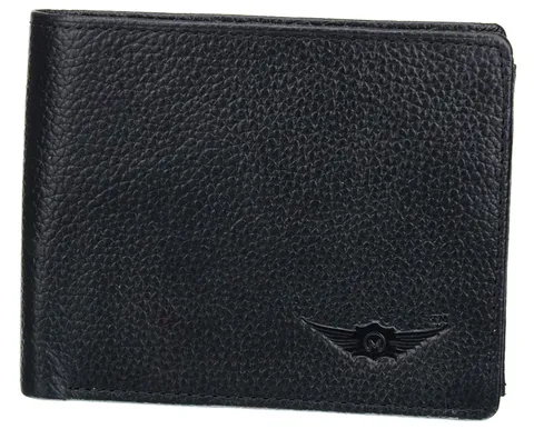 Onyx Black 100%Genuine Leathers Bi-Fold Wallet (MW011) by Maskino Leathers