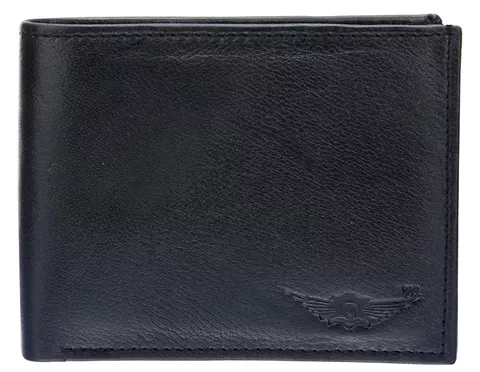 Shade of black Genuine Leather Black Bi-Fold Wallet (MW024) by Maskino Leathers