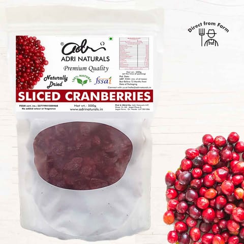 Dried Cranberry (Sliced, Naturally Dried) - 500g Dried Cranberry (Sliced, Naturally Dried) - 500g