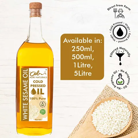White Sesame Oil (Cold Pressed, 100% Pure and Natural)