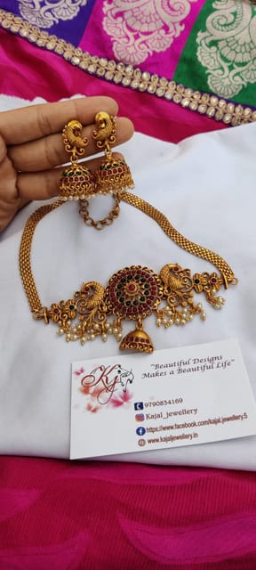 High necklace with jhumki