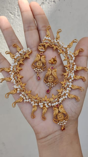 Cz guttapusulu lakshmi necklace