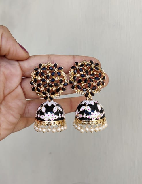 Black  earrings meenakari
