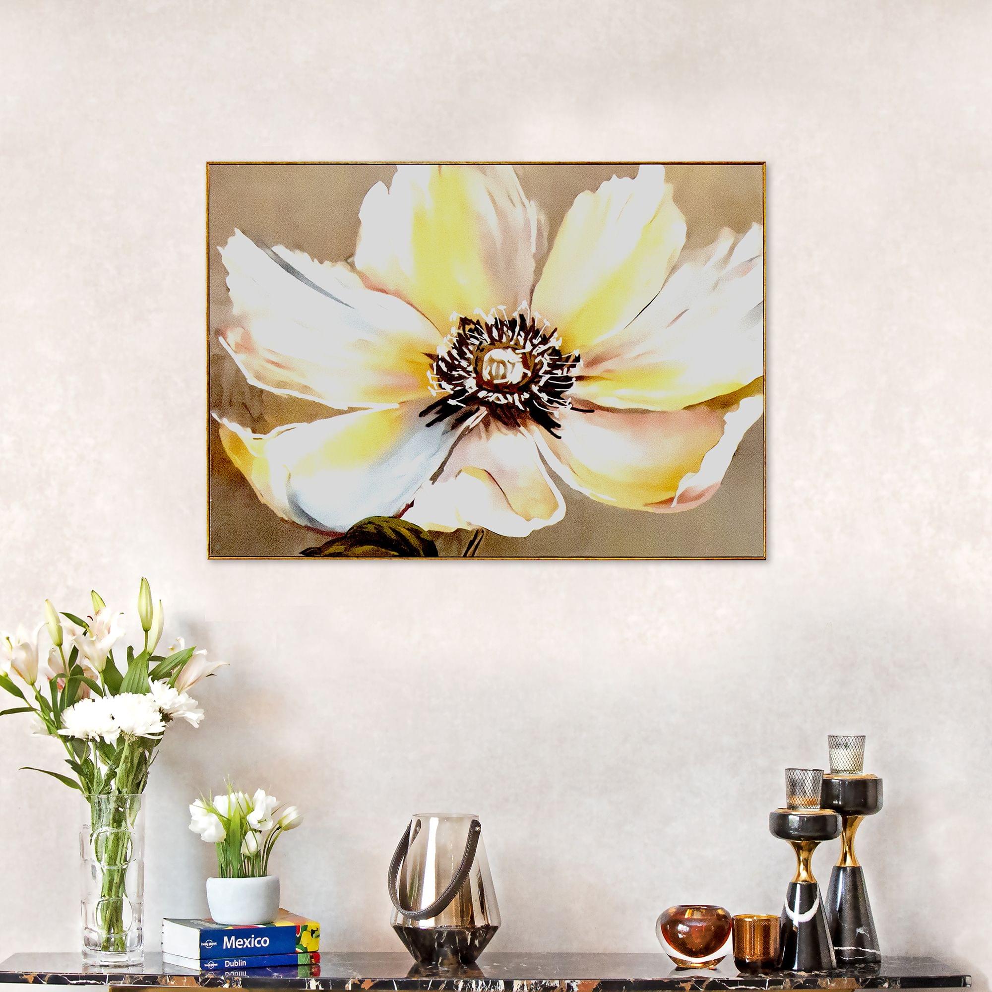 Beautiful Yellow Flower Framed Canvas Wall Print