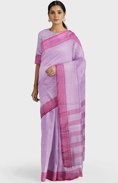 Handwoven Pink Santipuri Silk Saree