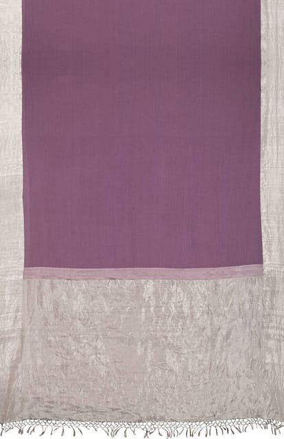 Cotton-Zari  Cutshuttle Saree in Purple and Silver