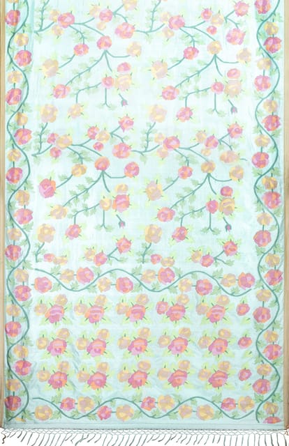 Rose Silk Jamdani Saree Green