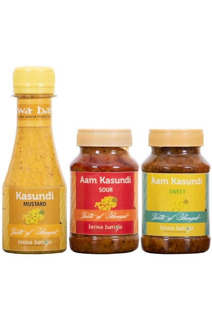 Kasundi (Mustard Sauce) & Aam Kasundi (Mango-Mustard Sauce) - Pack of 3 (100g each)