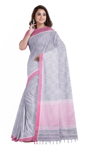Begumpuri Cotton Saree Grey