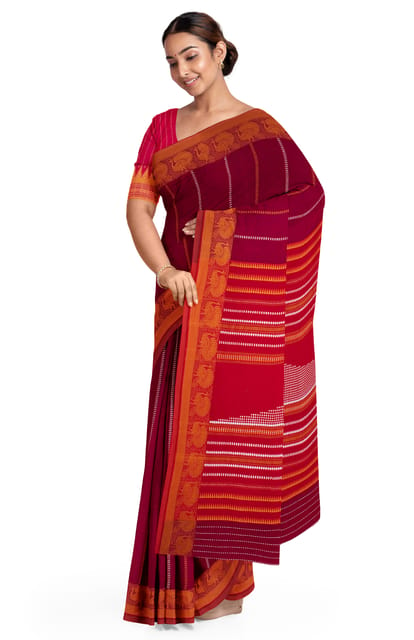 Handwoven Begumpuri Cotton Saree - Red