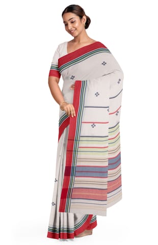 Handwoven Begumpuri Cotton Saree - Off White