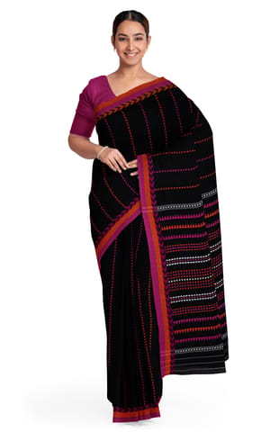 Handwoven Begumpuri Cotton Saree - Black