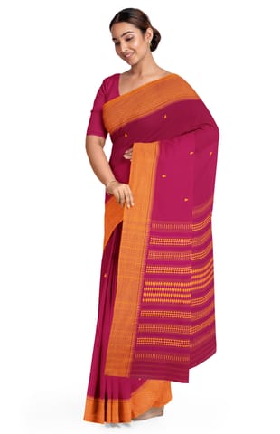 Handwoven Begumpuri Cotton Saree - Pink