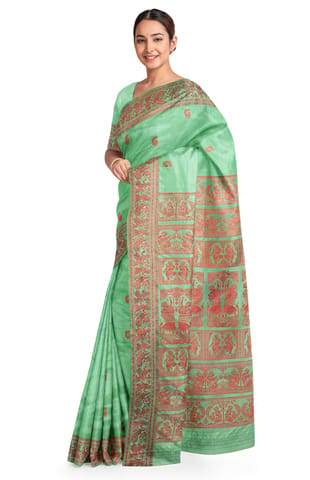 Baluchari Silk Saree Green