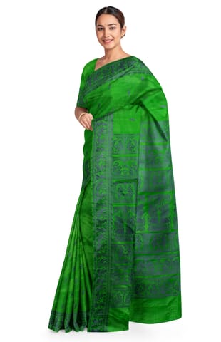 Baluchari Saree Green