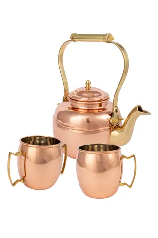 Brass Copper Tea Set - Set of 3
