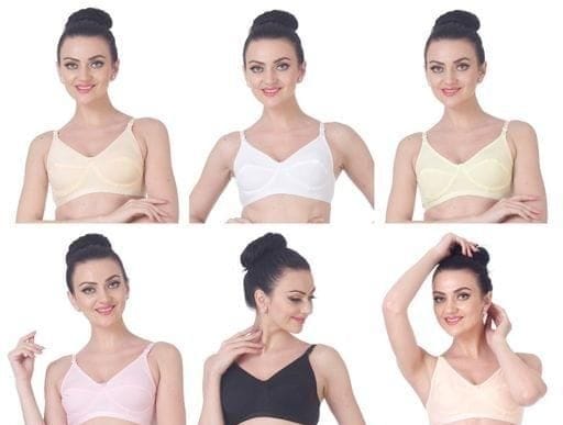 Comfy Cotton Solid Bra (Pack Of 6)
