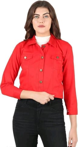 Stylish Solid Women Cotton Blend Jacket
