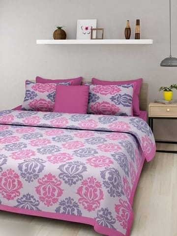 Jaipuri Printed Cotton Double Bedsheet with Pillow Covers